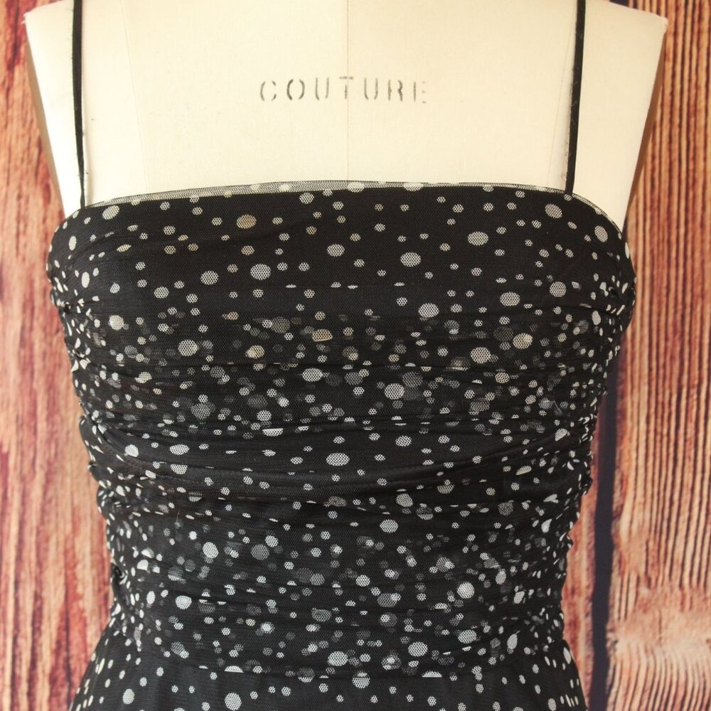 Jessica Howard Dress, Black with Gray Polkadots, Size 8, Fit and Flare, Retro - Picture 3 of 12